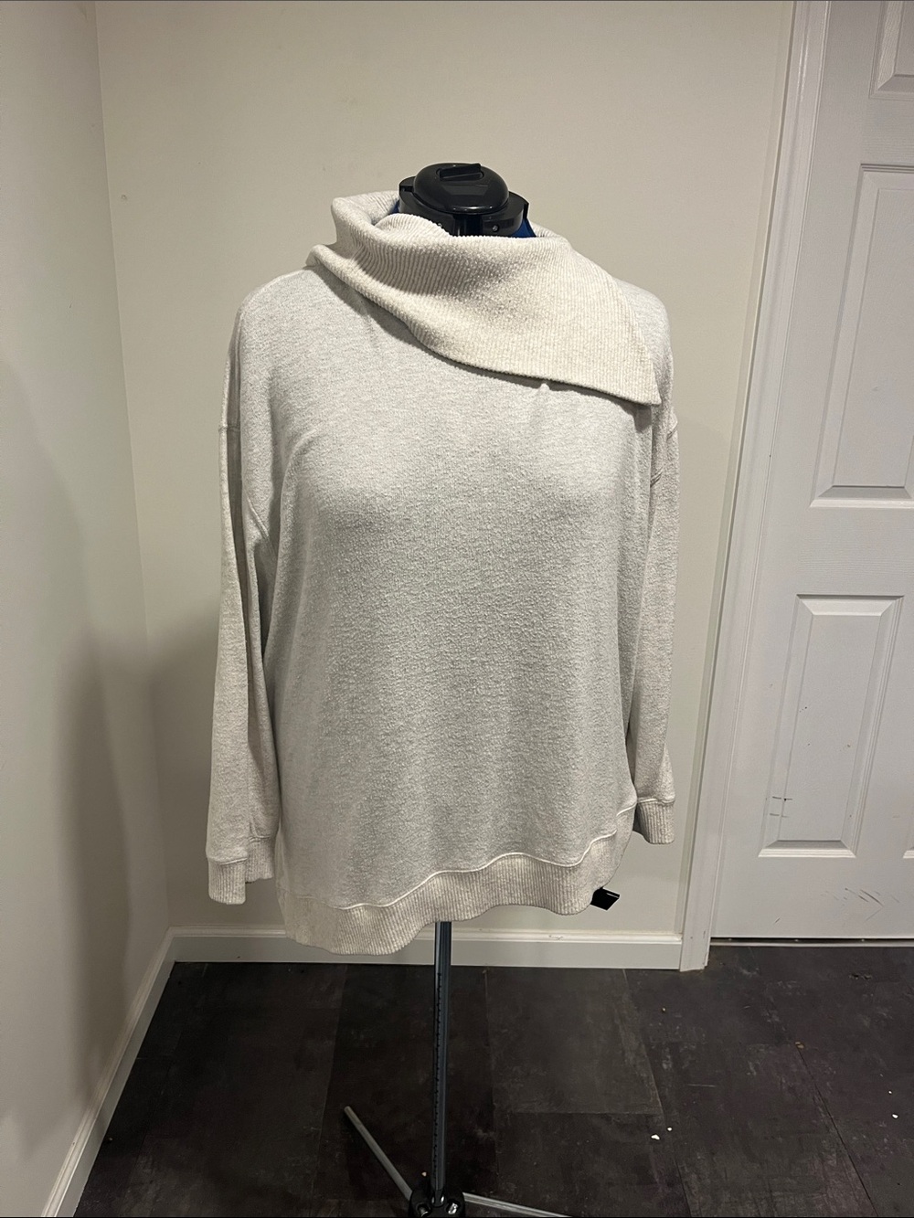 Democracy Cream Asymmetrical Cowl Sweater